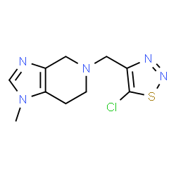 ChemSpider 2D Image | 5-[(5-Chloro-1,2,3-thiadiazol-4-yl)methyl]-1-methyl-4,5,6,7-tetrahydro-1H-imidazo[4,5-c]pyridine | C10H12ClN5S