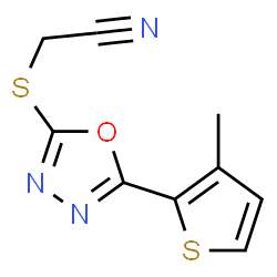 ChemSpider 2D Image | {[5-(3-Methyl-2-thienyl)-1,3,4-oxadiazol-2-yl]sulfanyl}acetonitrile | C9H7N3OS2