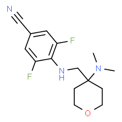 ChemSpider 2D Image | 4-({[4-(Dimethylamino)tetrahydro-2H-pyran-4-yl]methyl}amino)-3,5-difluorobenzonitrile | C15H19F2N3O
