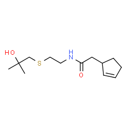 ChemSpider 2D Image | 2-(2-Cyclopenten-1-yl)-N-{2-[(2-hydroxy-2-methylpropyl)sulfanyl]ethyl}acetamide | C13H23NO2S
