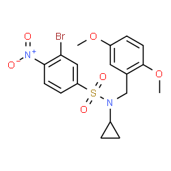 ChemSpider 2D Image | 3-Bromo-N-cyclopropyl-N-(2,5-dimethoxybenzyl)-4-nitrobenzenesulfonamide | C18H19BrN2O6S