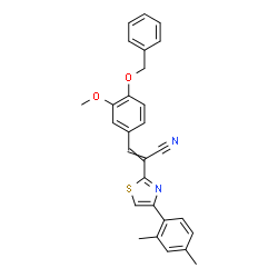 ChemSpider 2D Image | 3-[4-(Benzyloxy)-3-methoxyphenyl]-2-[4-(2,4-dimethylphenyl)-1,3-thiazol-2-yl]acrylonitrile | C28H24N2O2S