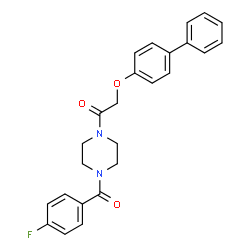 ChemSpider 2D Image | 2-(4-Biphenylyloxy)-1-[4-(4-fluorobenzoyl)-1-piperazinyl]ethanone | C25H23FN2O3
