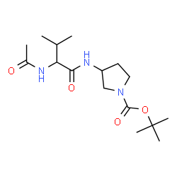 ChemSpider 2D Image | 2-Methyl-2-propanyl 3-[(N-acetylvalyl)amino]-1-pyrrolidinecarboxylate | C16H29N3O4