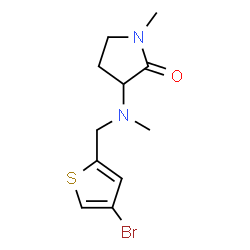 ChemSpider 2D Image | 3-{[(4-Bromo-2-thienyl)methyl](methyl)amino}-1-methyl-2-pyrrolidinone | C11H15BrN2OS