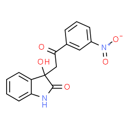 ChemSpider 2D Image | 3-Hydroxy-3-[2-(3-nitrophenyl)-2-oxoethyl]-1,3-dihydro-2H-indol-2-one | C16H12N2O5