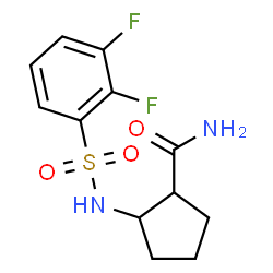 ChemSpider 2D Image | 2-{[(2,3-Difluorophenyl)sulfonyl]amino}cyclopentanecarboxamide | C12H14F2N2O3S
