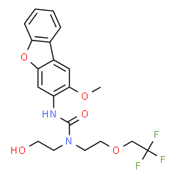 ChemSpider 2D Image | 1-(2-Hydroxyethyl)-3-(2-methoxydibenzo[b,d]furan-3-yl)-1-[2-(2,2,2-trifluoroethoxy)ethyl]urea | C20H21F3N2O5