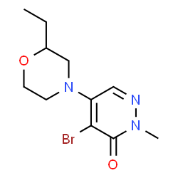 ChemSpider 2D Image | 4-Bromo-5-(2-ethyl-4-morpholinyl)-2-methyl-3(2H)-pyridazinone | C11H16BrN3O2