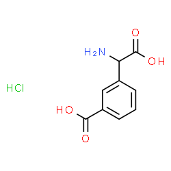 ChemSpider 2D Image | 3-[Amino(carboxy)methyl]benzoic acid hydrochloride (1:1) | C9H10ClNO4