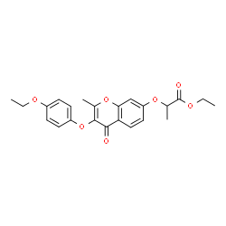 ChemSpider 2D Image | Ethyl 2-{[3-(4-ethoxyphenoxy)-2-methyl-4-oxo-4H-chromen-7-yl]oxy}propanoate | C23H24O7