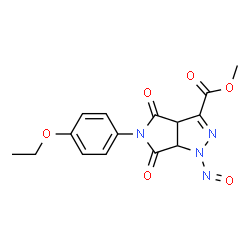 ChemSpider 2D Image | Methyl 5-(4-ethoxyphenyl)-1-nitroso-4,6-dioxo-1,3a,4,5,6,6a-hexahydropyrrolo[3,4-c]pyrazole-3-carboxylate | C15H14N4O6