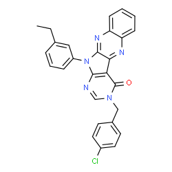 ChemSpider 2D Image | 3-(4-Chlorobenzyl)-11-(3-ethylphenyl)-3,11-dihydro-4H-pyrimido[5',4':4,5]pyrrolo[2,3-b]quinoxalin-4-one | C27H20ClN5O