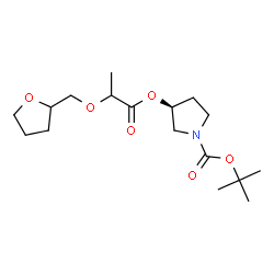 ChemSpider 2D Image | 2-Methyl-2-propanyl (3S)-3-{[2-(tetrahydro-2-furanylmethoxy)propanoyl]oxy}-1-pyrrolidinecarboxylate | C17H29NO6