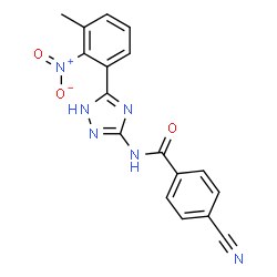 ChemSpider 2D Image | 4-Cyano-N-[5-(3-methyl-2-nitrophenyl)-1H-1,2,4-triazol-3-yl]benzamide | C17H12N6O3