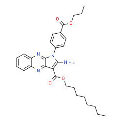 ChemSpider 2D Image | Octyl 2-amino-1-[4-(propoxycarbonyl)phenyl]-1H-pyrrolo[2,3-b]quinoxaline-3-carboxylate | C29H34N4O4
