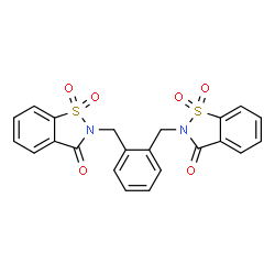 ChemSpider 2D Image | 2,2'-[1,2-Phenylenebis(methylene)]bis(1,2-benzothiazol-3(2H)-one) 1,1,1',1'-tetraoxide | C22H16N2O6S2