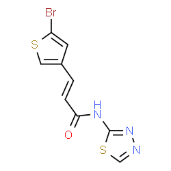 ChemSpider 2D Image | (2E)-3-(5-Bromo-3-thienyl)-N-(1,3,4-thiadiazol-2-yl)acrylamide | C9H6BrN3OS2
