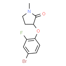 ChemSpider 2D Image | 3-(4-Bromo-2-fluorophenoxy)-1-methyl-2-pyrrolidinone | C11H11BrFNO2