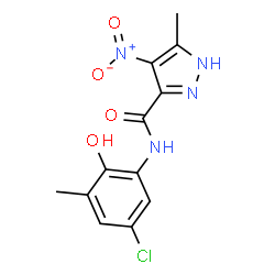 ChemSpider 2D Image | N-(5-Chloro-2-hydroxy-3-methylphenyl)-5-methyl-4-nitro-1H-pyrazole-3-carboxamide | C12H11ClN4O4
