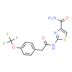 ChemSpider 2D Image | 2-({[4-(Trifluoromethoxy)phenyl]acetyl}amino)-1,3-thiazole-4-carboxamide | C13H10F3N3O3S