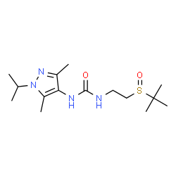 ChemSpider 2D Image | 1-(1-Isopropyl-3,5-dimethyl-1H-pyrazol-4-yl)-3-{2-[(2-methyl-2-propanyl)sulfinyl]ethyl}urea | C15H28N4O2S