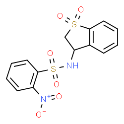 ChemSpider 2D Image | N-(1,1-Dioxido-2,3-dihydro-1-benzothiophen-3-yl)-2-nitrobenzenesulfonamide | C14H12N2O6S2