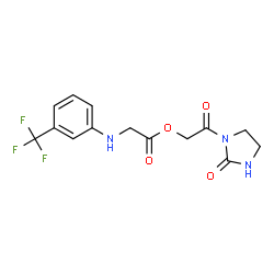 ChemSpider 2D Image | 2-Oxo-2-(2-oxo-1-imidazolidinyl)ethyl N-[3-(trifluoromethyl)phenyl]glycinate | C14H14F3N3O4