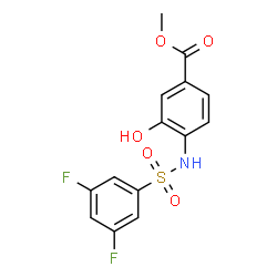ChemSpider 2D Image | Methyl 4-{[(3,5-difluorophenyl)sulfonyl]amino}-3-hydroxybenzoate | C14H11F2NO5S