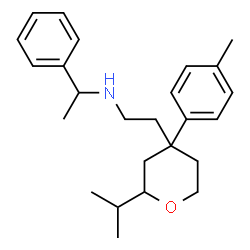 ChemSpider 2D Image | N-{2-[2-Isopropyl-4-(4-methylphenyl)tetrahydro-2H-pyran-4-yl]ethyl}-1-phenylethanamine | C25H35NO