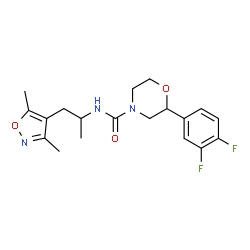 ChemSpider 2D Image | 2-(3,4-Difluorophenyl)-N-[1-(3,5-dimethyl-1,2-oxazol-4-yl)-2-propanyl]-4-morpholinecarboxamide | C19H23F2N3O3