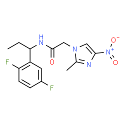 ChemSpider 2D Image | N-[1-(2,5-Difluorophenyl)propyl]-2-(2-methyl-4-nitro-1H-imidazol-1-yl)acetamide | C15H16F2N4O3