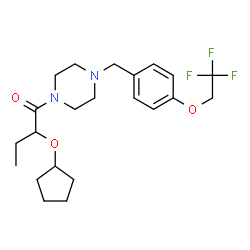 ChemSpider 2D Image | 2-(Cyclopentyloxy)-1-{4-[4-(2,2,2-trifluoroethoxy)benzyl]-1-piperazinyl}-1-butanone | C22H31F3N2O3