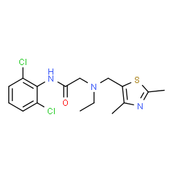 ChemSpider 2D Image | N-(2,6-Dichlorophenyl)-N~2~-[(2,4-dimethyl-1,3-thiazol-5-yl)methyl]-N~2~-ethylglycinamide | C16H19Cl2N3OS