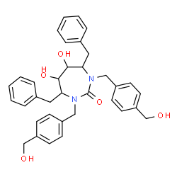 ChemSpider 2D Image | 4,7-Dibenzyl-5,6-dihydroxy-1,3-bis[4-(hydroxymethyl)benzyl]-1,3-diazepan-2-one | C35H38N2O5