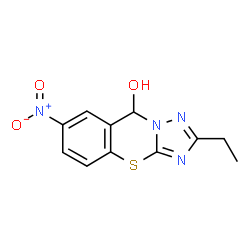 ChemSpider 2D Image | 2-Ethyl-7-nitro-9H-[1,2,4]triazolo[5,1-b][1,3]benzothiazin-9-ol | C11H10N4O3S