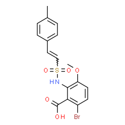 ChemSpider 2D Image | 6-Bromo-3-methoxy-2-({[(E)-2-(4-methylphenyl)vinyl]sulfonyl}amino)benzoic acid | C17H16BrNO5S