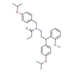 ChemSpider 2D Image | N-(4-Isopropoxybenzyl)-N-[3-(4-isopropoxyphenyl)-3-(2-methoxyphenyl)propyl]propanamide | C32H41NO4
