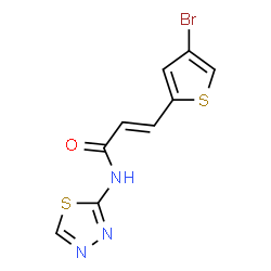ChemSpider 2D Image | (2E)-3-(4-Bromo-2-thienyl)-N-(1,3,4-thiadiazol-2-yl)acrylamide | C9H6BrN3OS2