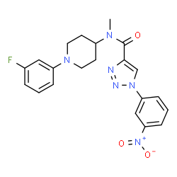 ChemSpider 2D Image | N-[1-(3-Fluorophenyl)-4-piperidinyl]-N-methyl-1-(3-nitrophenyl)-1H-1,2,3-triazole-4-carboxamide | C21H21FN6O3