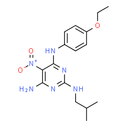 ChemSpider 2D Image | N~4~-(4-Ethoxyphenyl)-N~2~-isobutyl-5-nitro-2,4,6-pyrimidinetriamine | C16H22N6O3
