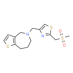 ChemSpider 2D Image | 5-({2-[(Methylsulfonyl)methyl]-1,3-thiazol-4-yl}methyl)-5,6,7,8-tetrahydro-4H-thieno[3,2-c]azepine | C14H18N2O2S3