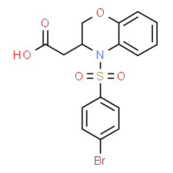 ChemSpider 2D Image | {4-[(4-Bromophenyl)sulfonyl]-3,4-dihydro-2H-1,4-benzoxazin-3-yl}acetic acid | C16H14BrNO5S