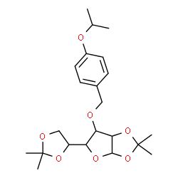 ChemSpider 2D Image | 5-(2,2-Dimethyl-1,3-dioxolan-4-yl)-6-[(4-isopropoxybenzyl)oxy]-2,2-dimethyltetrahydrofuro[2,3-d][1,3]dioxole | C22H32O7