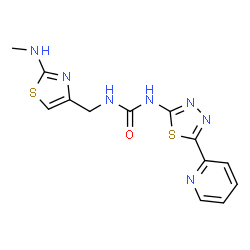 ChemSpider 2D Image | 1-{[2-(Methylamino)-1,3-thiazol-4-yl]methyl}-3-[5-(2-pyridinyl)-1,3,4-thiadiazol-2-yl]urea | C13H13N7OS2