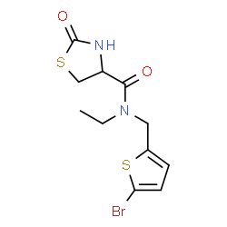 ChemSpider 2D Image | N-[(5-Bromo-2-thienyl)methyl]-N-ethyl-2-oxo-1,3-thiazolidine-4-carboxamide | C11H13BrN2O2S2