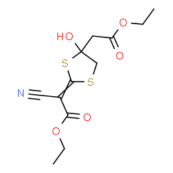 ChemSpider 2D Image | Ethyl cyano[4-(2-ethoxy-2-oxoethyl)-4-hydroxy-1,3-dithiolan-2-ylidene]acetate | C12H15NO5S2