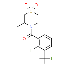 ChemSpider 2D Image | [2-Fluoro-3-(trifluoromethyl)phenyl](3-methyl-1,1-dioxido-4-thiomorpholinyl)methanone | C13H13F4NO3S