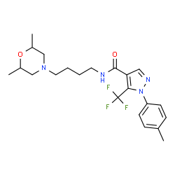 ChemSpider 2D Image | N-[4-(2,6-Dimethyl-4-morpholinyl)butyl]-1-(4-methylphenyl)-5-(trifluoromethyl)-1H-pyrazole-4-carboxamide | C22H29F3N4O2