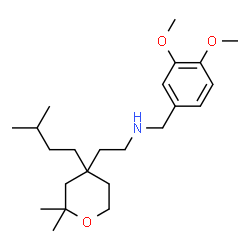 ChemSpider 2D Image | N-(3,4-Dimethoxybenzyl)-2-[2,2-dimethyl-4-(3-methylbutyl)tetrahydro-2H-pyran-4-yl]ethanamine | C23H39NO3